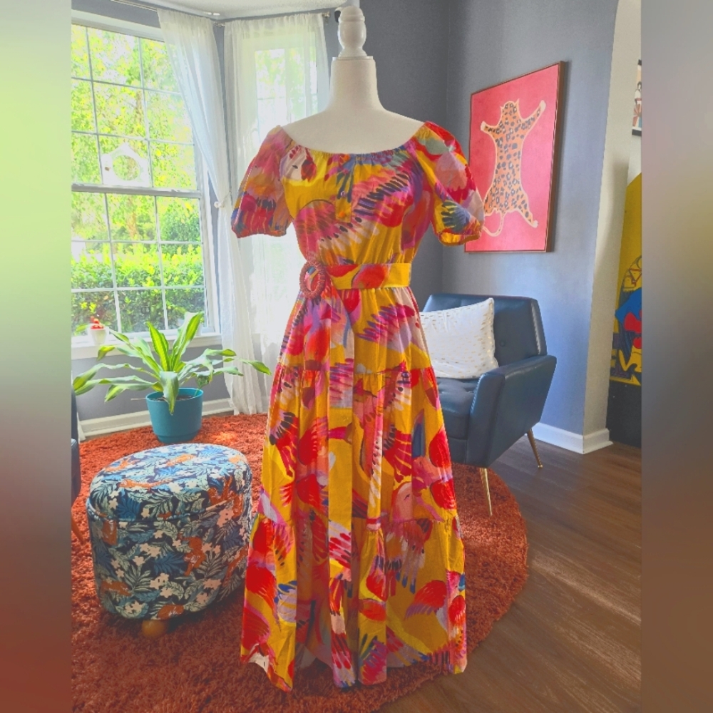 Farm Rio Neon Macaws Maxi Dress